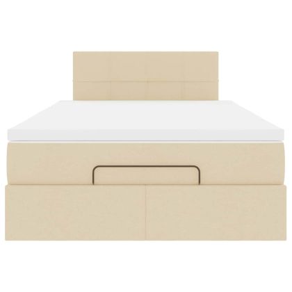 Османска легло с матрак и LED, кремаво, 120x200 см, плат