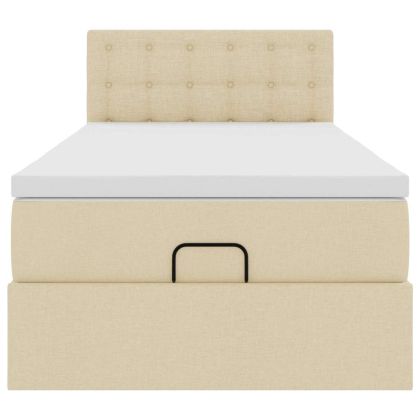 Османска легло с матрак и LED, кремаво, 80x200 см, плат