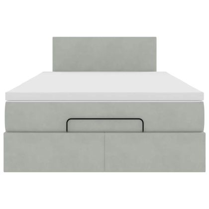 Османска легло с матрак и LED, светлосиво, 120x190 см, кадифе