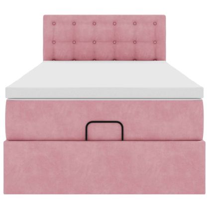 Османска легло с матрак и LED, розово, 80x200 см, кадифе