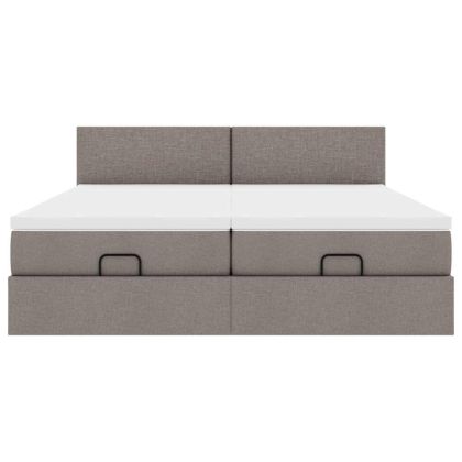 Османска легло с матраци и LED, таупе, 180x200 см, плат