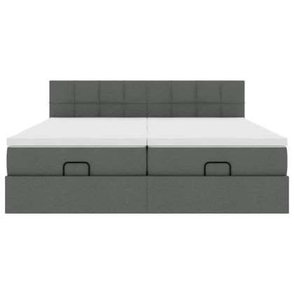 Османска легло с матраци и LED, тъмносиво, 160x200 см, плат