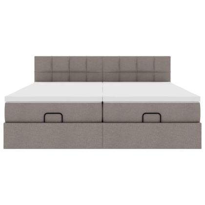 Османска легло с матраци и LED, таупе, 180x200 см, плат