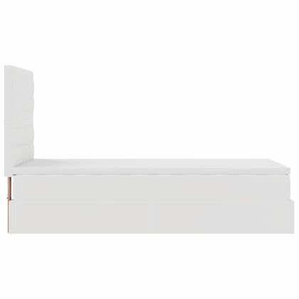 Османска легло с матрак, бяло, 80x200 см, изкуствена кожа