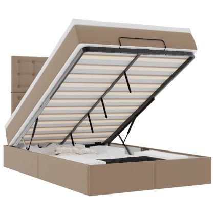 Османска легло с матрак, капучино, 120x190 см, изкуствена кожа