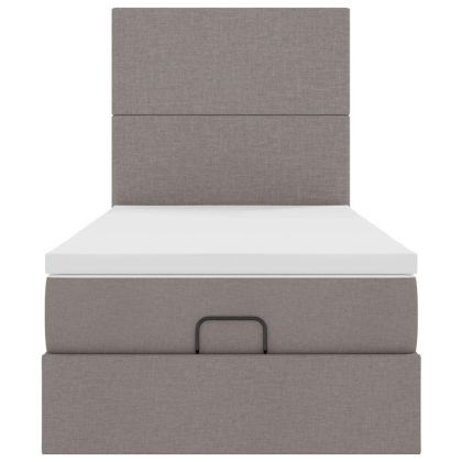 Османска легло с матрак, таупе, 90x190 см, плат