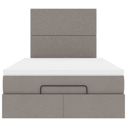 Османска легло с матрак, таупе, 120x200 см, плат