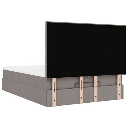 Османска легло с матрак, таупе, 140x190 см, плат