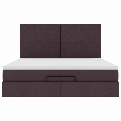 Османска легло с матраци, тъмнокафяво, 200x200 см, плат