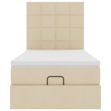 Османска легло с матрак, кремаво, 80x200 см, плат