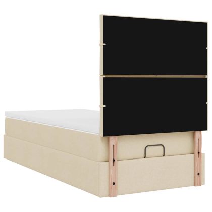 Османска легло с матрак, кремаво, 80x200 см, плат