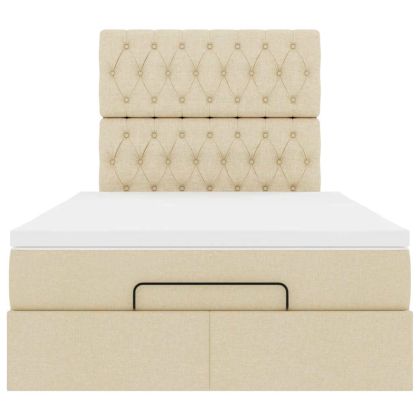 Османска легло с матрак, кремаво, 120x200 см, плат
