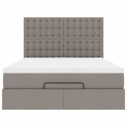 Османска легло с матрак, таупе, 140x190 см, плат