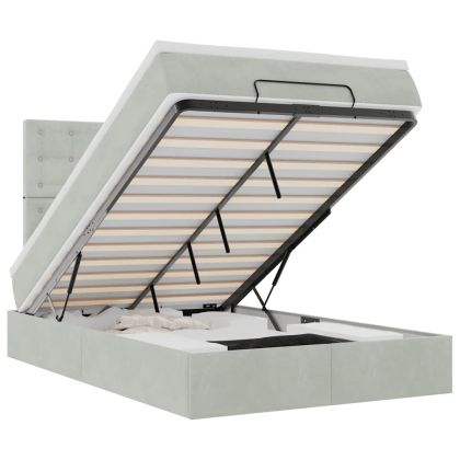 Османска легло с матраци, светлосиво, 120x190 см, кадифе