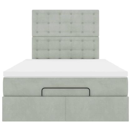 Османска легло с матраци, светлосиво, 120x190 см, кадифе