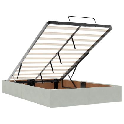 Османска легло с матраци, светлосиво, 120x190 см, кадифе