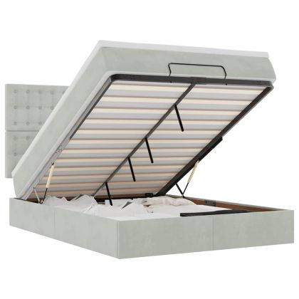 Легло с матраци Светло сиво 140x190cm кадифе