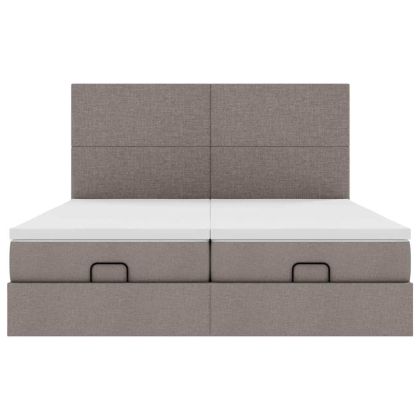 Османска легло с матраци, таупе, 180x200 см, плат