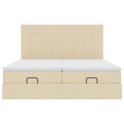 Османска легло с матраци, кремаво, 160x200 см, плат
