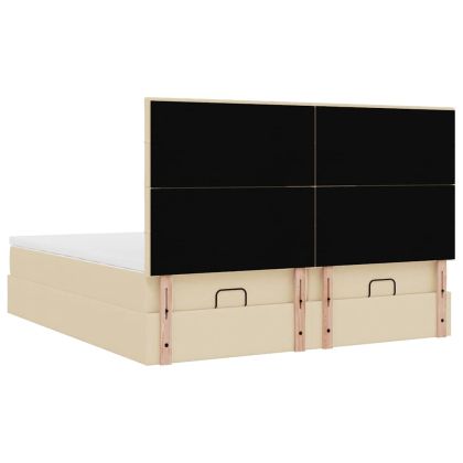 Османска легло с матраци, кремаво, 160x200 см, плат