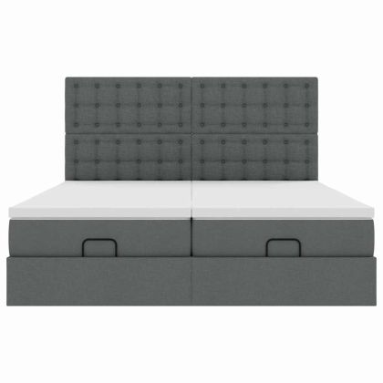 Османска легло с матраци, тъмнокафяво, 160x200 см, плат