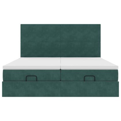 Османска легло с матраци, тъмнозелено, 160x200 см, кадифе