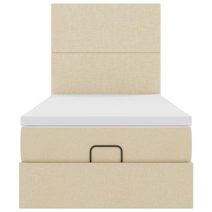 Османска легло с матрак и LED, кремаво, 80x200 см, плат