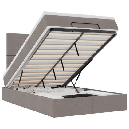 Османска легло с матрак и LED, таупе, 120x200 см, плат