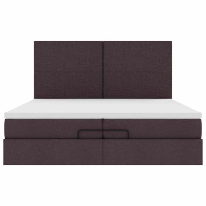 Османска легло с матрак и LED, тъмнокафяво, 200x200 см, плат