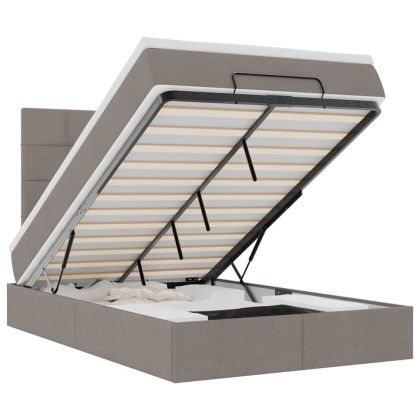 Османска легло с матрак и LED, таупе, 120x200 см, плат