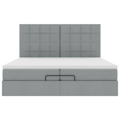 Османска легло с матрак и LED, светлосиво, 200x200 см, плат