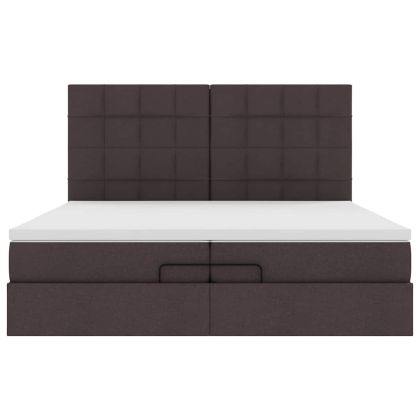 Османска легло с матрак и LED, тъмнокафяво, 200x200 см, плат