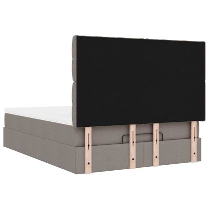 Османска легло с матрак и LED, кафяво, 140x190 см, плат