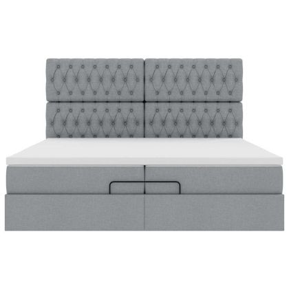 Османска легло с матрак и LED, светлосиво, 200x200 см, плат