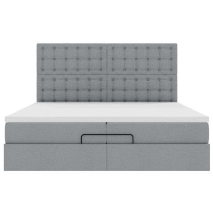 Османска легло с матрак и LED, светлосиво, 200x200 см, плат