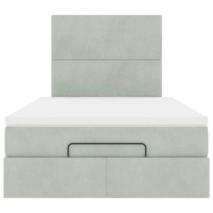 Османска легло с матраци и LED, светлосиво, 120x190 см, кадифе