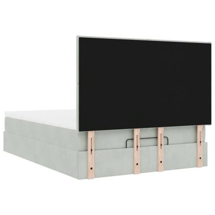 Османска легло с матраци и LED, светлосиво, 140x190 см, кадифе