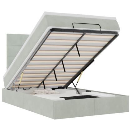 Османска легло с матраци и LED, светлосиво, 120x190 см, кадифе