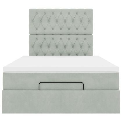 Османска легло с матраци и LED, светлосиво, 120x190 см, кадифе