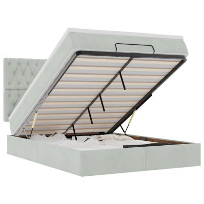 Османска легло с матраци и LED, светлосиво, 140x190 см, кадифе