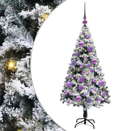 С изкуствено коледно дърво с 150 LED светодиода Бяло 120 cm