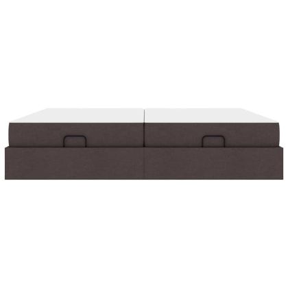 Рамка за легло със съхранение Тъмнокафяв 200 x 200 cm текстил