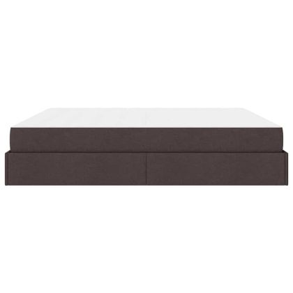 Рамка за легло със съхранение Тъмнокафяв 200 x 200 cm текстил
