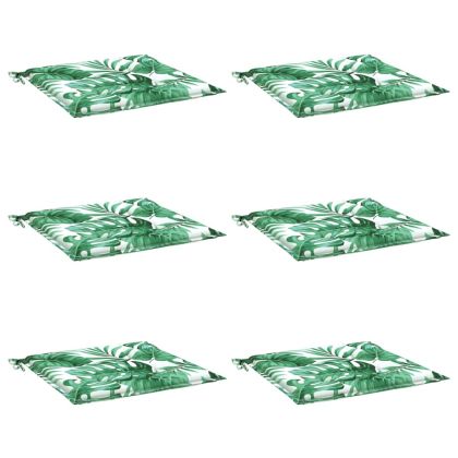 Възглавници за столове, 6 бр, на листа, 40x40x4 см, плат