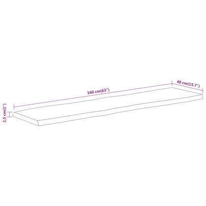 Плот за маса, 160x40x2,5 см, правоъгълен, акация масив, жив ръб