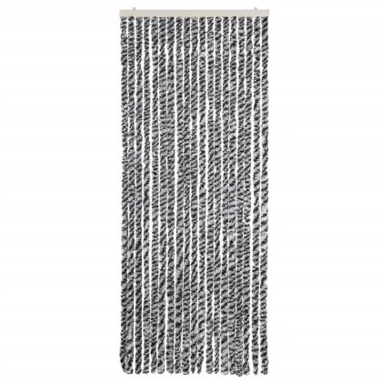 Ресни за врата против мухи, черно и бяло, 56x200 см, шенил