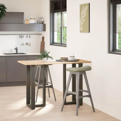 Крака за бар маса, Т-образни, 2 бр., черни, 40x35x(90-91) см, стомана