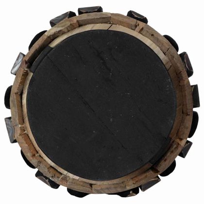 Коледно дърво с поставка Кафяво 90 cm Тиково дърво масив