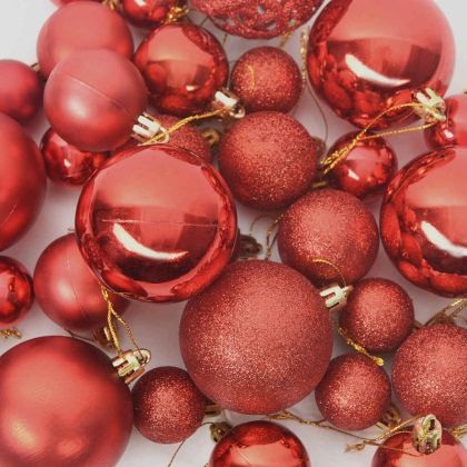 Комплект коледни топки 120 pcs Червено Пластмаса