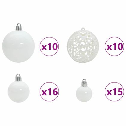 Комплект коледни топки 120 pcs Бяло Пластмаса